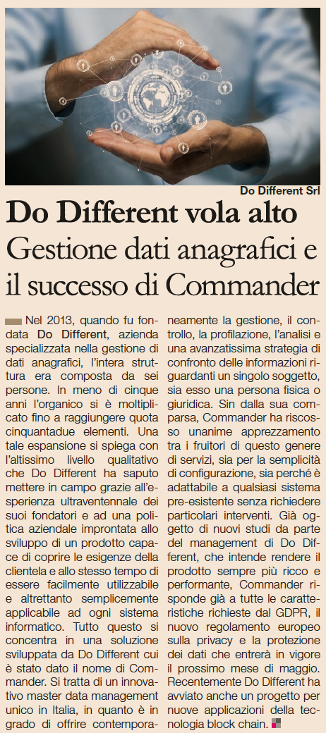 Do Different vola alto - Gestione dati anagrafici e il successo di Commander